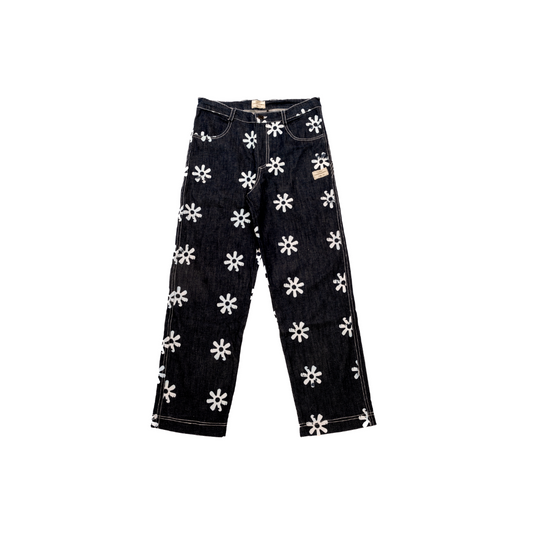 Jean docker brut à fleurs